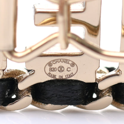 Chanel Metal Lambskin Vintage Allure Logo Hair Clip Black Gold 3 of 3