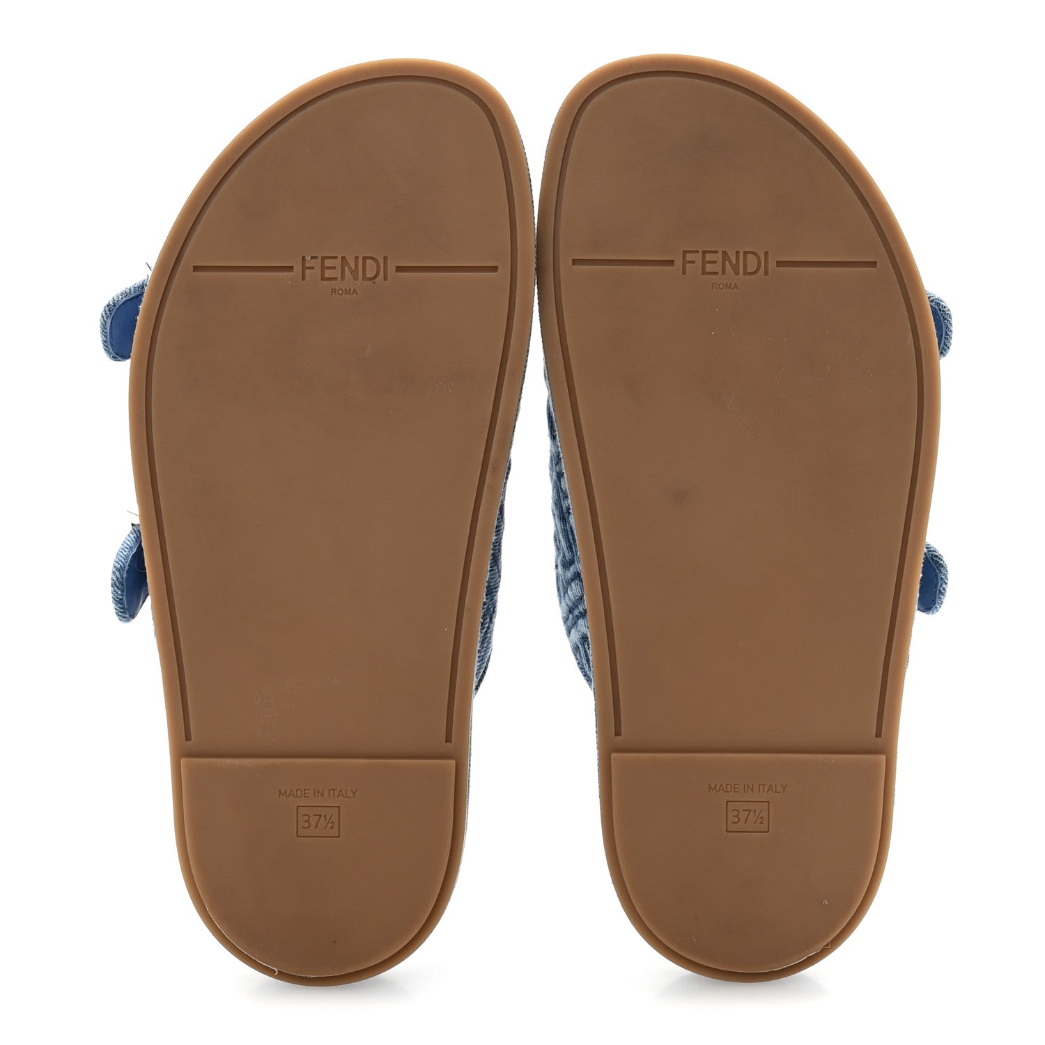 Fendi Denim FF Quilted Fendi Feel Buckled Slide Sandals 37.5 Blue 6 of 10
