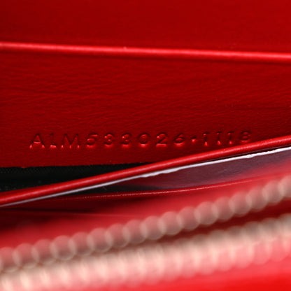 Saint Laurent Calfskin Crocodile Embossed Monogram Sunset Chain Wallet Rouge Eros 7 of 11