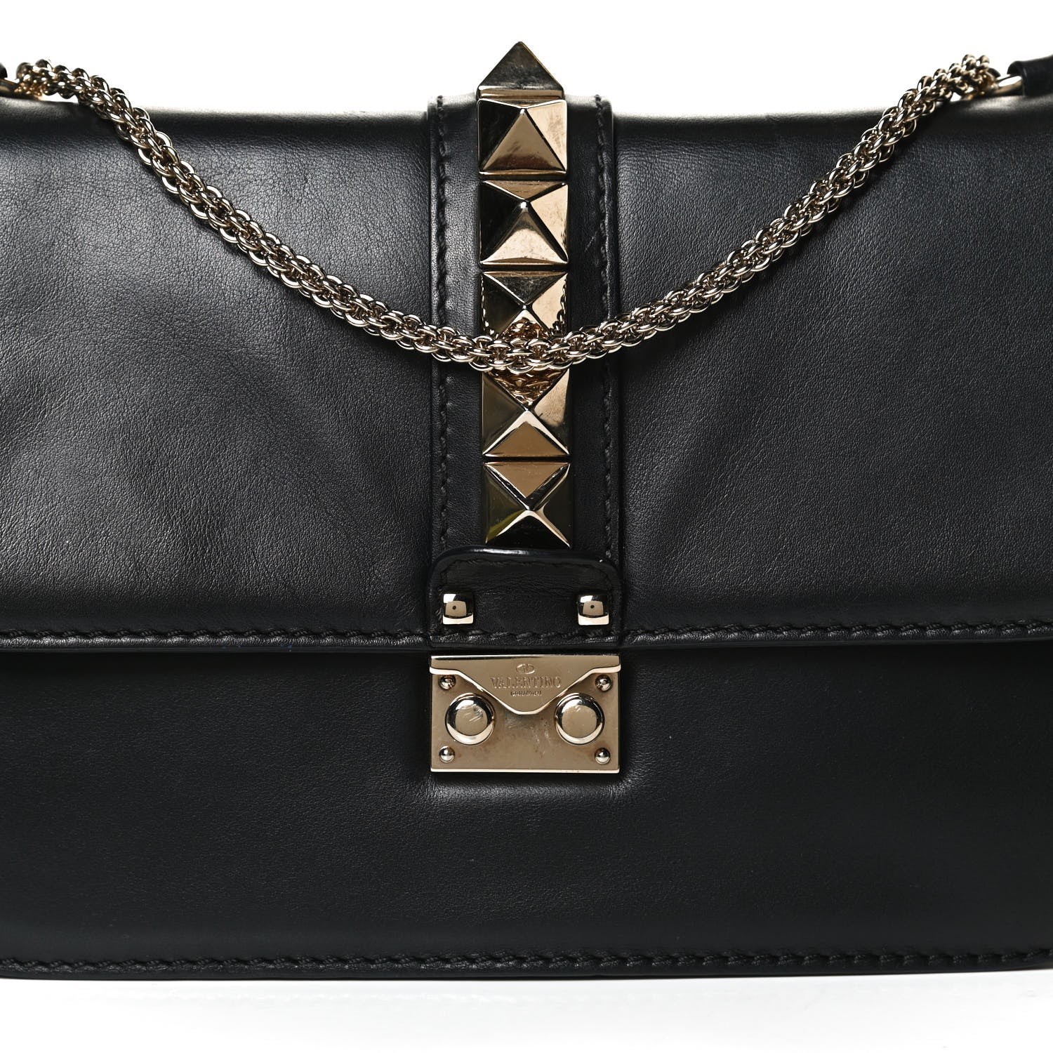 Valentino Garavani Vitello Medium Glam Lock Rockstud Flap Black 7 of 12