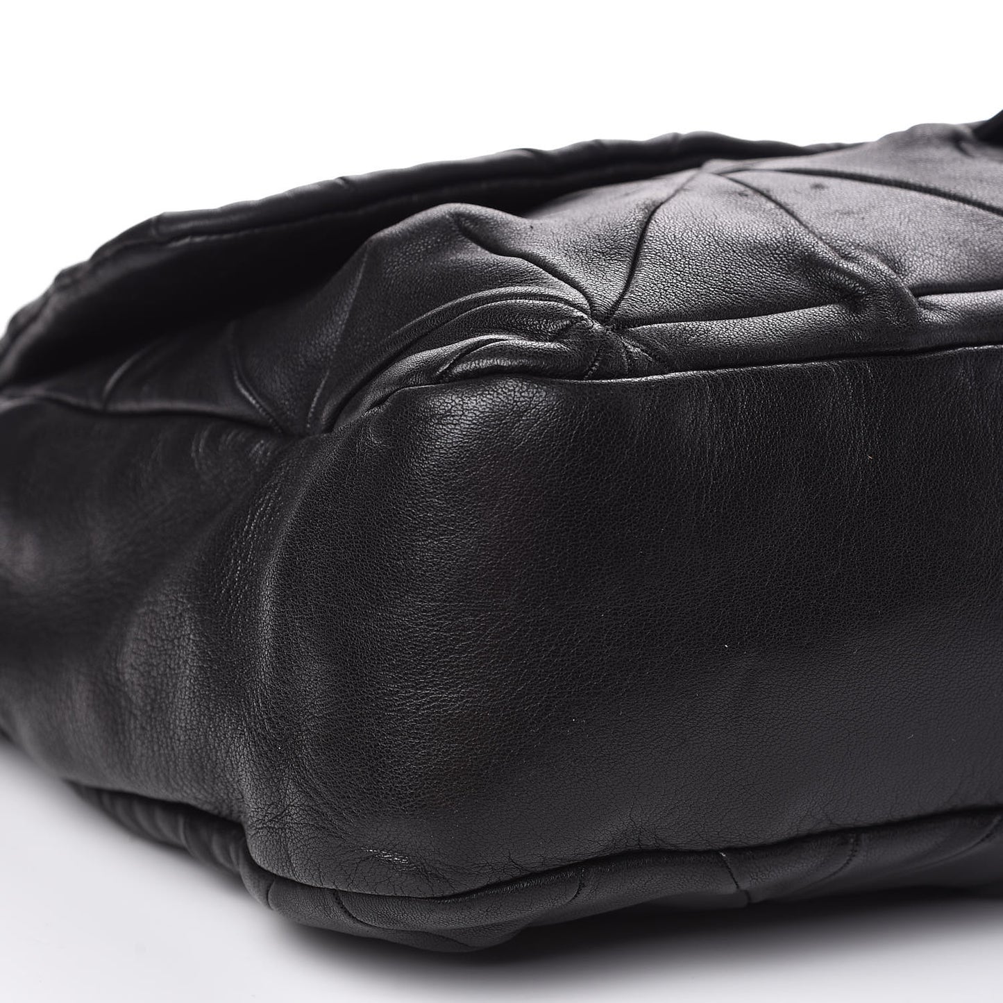 Lambskin Quilted Soft Squares Origami Flap Black