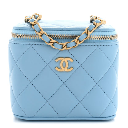 Chanel Lambskin Quilted Pearl Crush Mini Vanity Case With Chain Light Blue 1 of 11