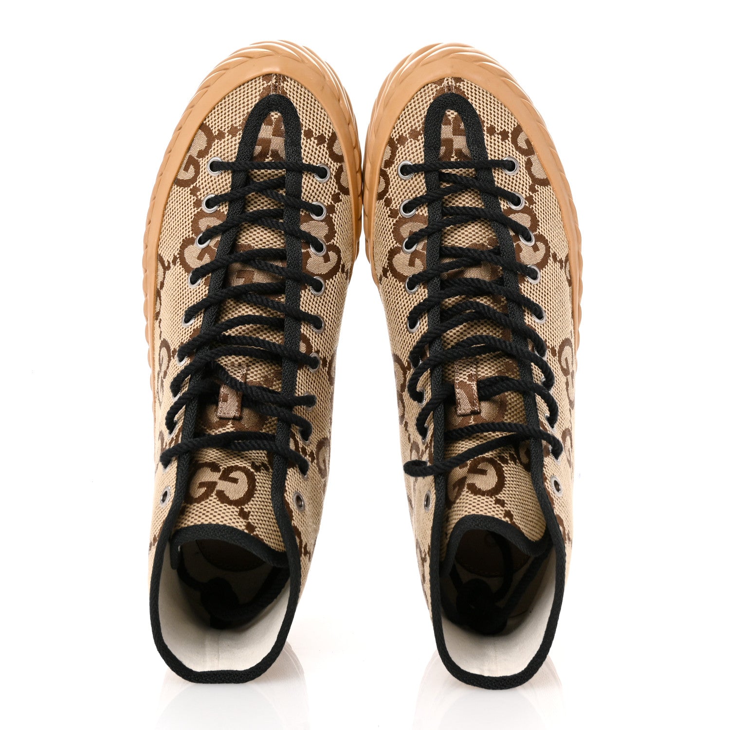 Gucci Monogram Jumbo GG New Lace Papin Mens Tortuga High Top Sneakers 8.5 Ebony Black 2 of 10