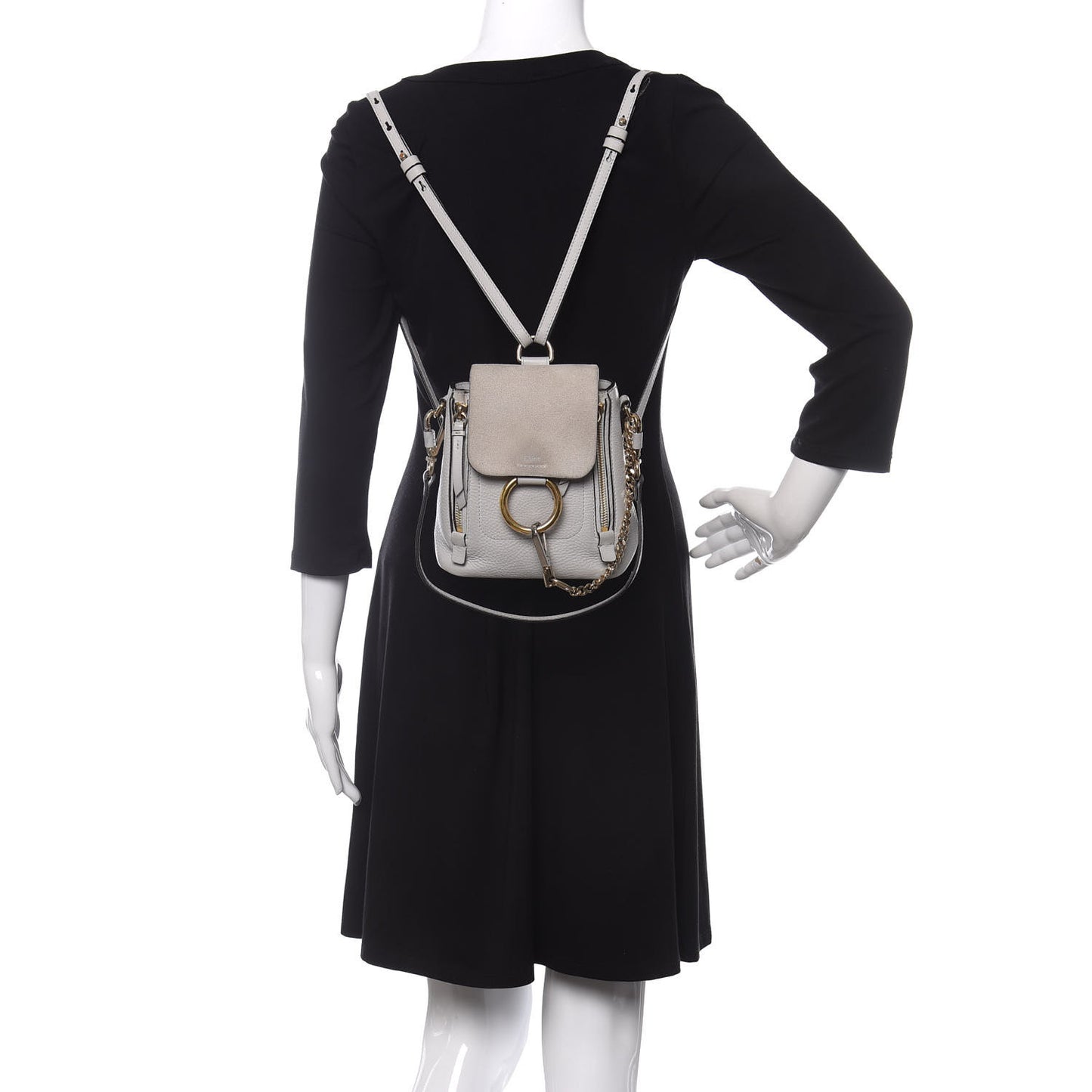 Suede Calfskin Mini Faye Backpack Airy Grey