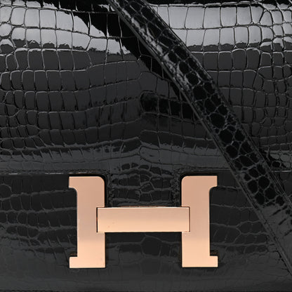 Hermes Shiny Porosus Crocodile Constance 24 Black 8 of 11