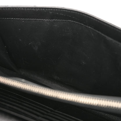 Saint Laurent Grain De Poudre Matelasse Chevron Monogram Chain Wallet Black 11 of 14