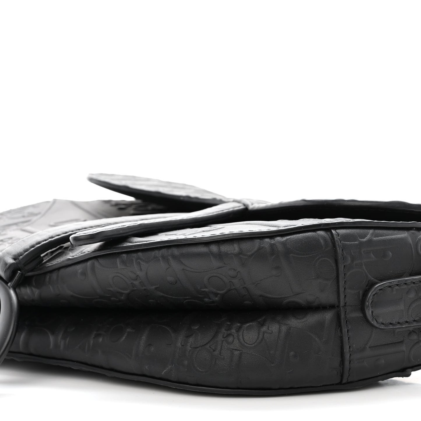 Calfskin Embossed Oblique Saddle Bag Black