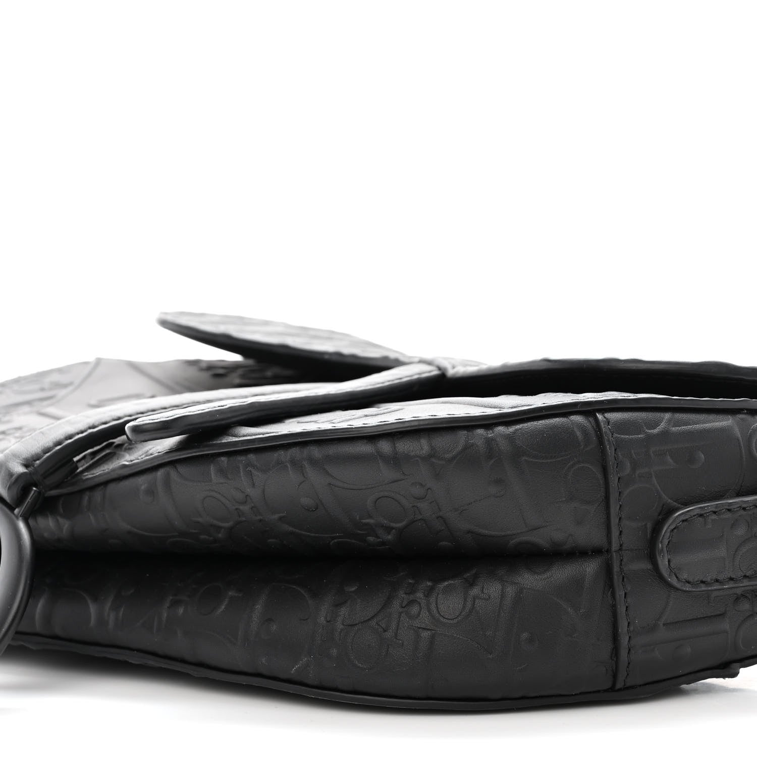 Christian Dior Calfskin Embossed Oblique Saddle Bag Black 10 of 10