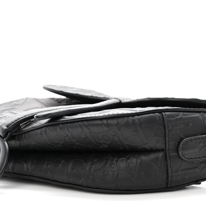 Christian Dior Calfskin Embossed Oblique Saddle Bag Black 10 of 10
