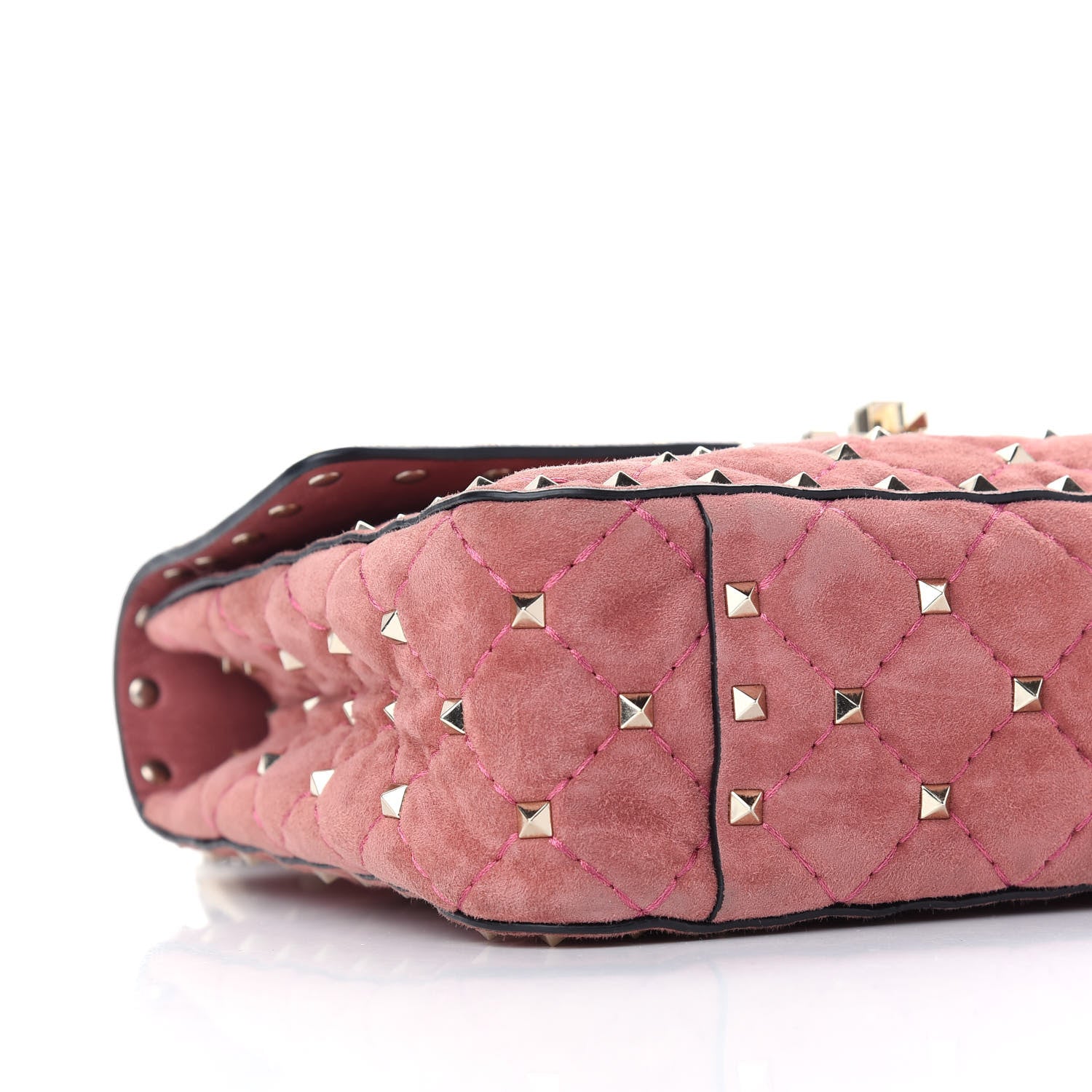 Valentino Garavani Suede Medium Rockstud Spike Shoulder Bag Antico Rosa 7 of 8