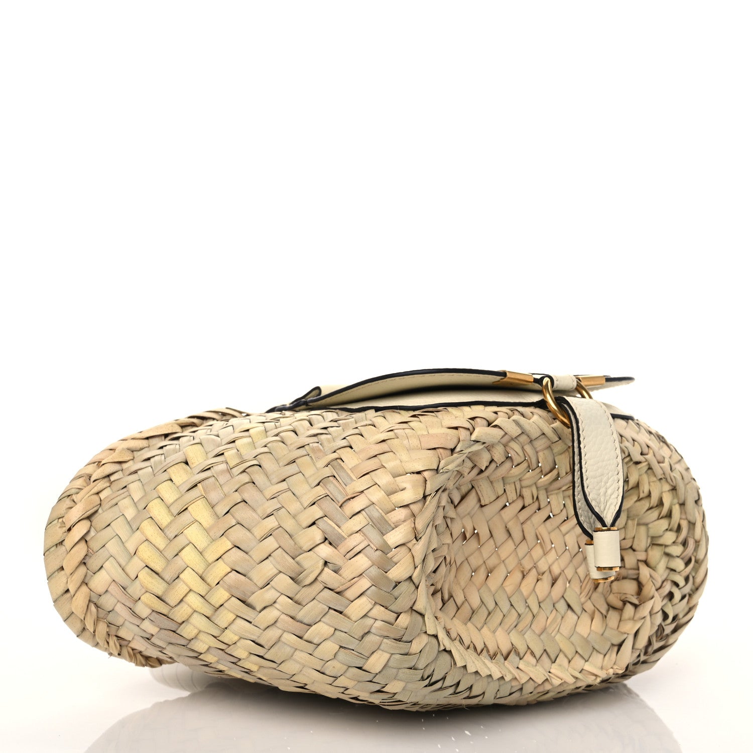 Chloe Raffia Small Grain Calfskin Mini Marcie Basket White 3 of 6