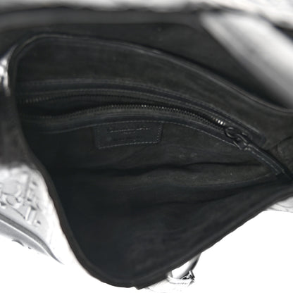 Christian Dior Calfskin Embossed Oblique Saddle Bag Black 5 of 11