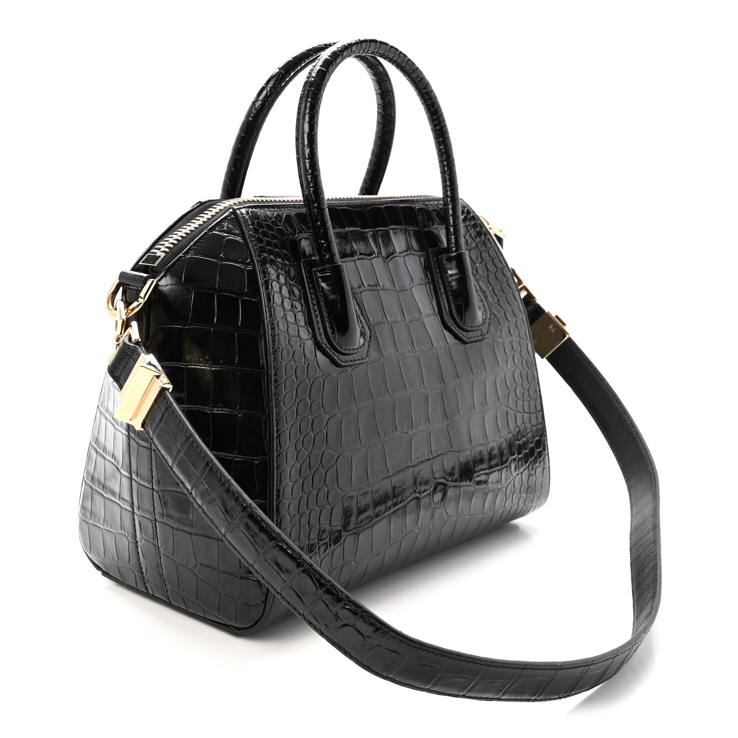Givenchy Calfskin Crocodile Embossed Small Antigona Black 3 of 10
