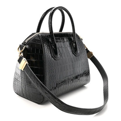 Givenchy Calfskin Crocodile Embossed Small Antigona Black 3 of 10