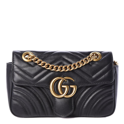 Gucci Calfskin Matelasse Mini GG Marmont Shoulder Bag Black 1 of 10