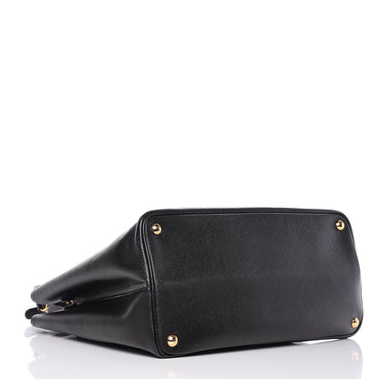 Prada Saffiano Cuir Large Double Bag Black Fuoco 4 of 9