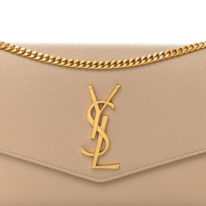Saint Laurent Grain De Poudre Monogram Uptown Chain Wallet Dark Beige 7 of 10