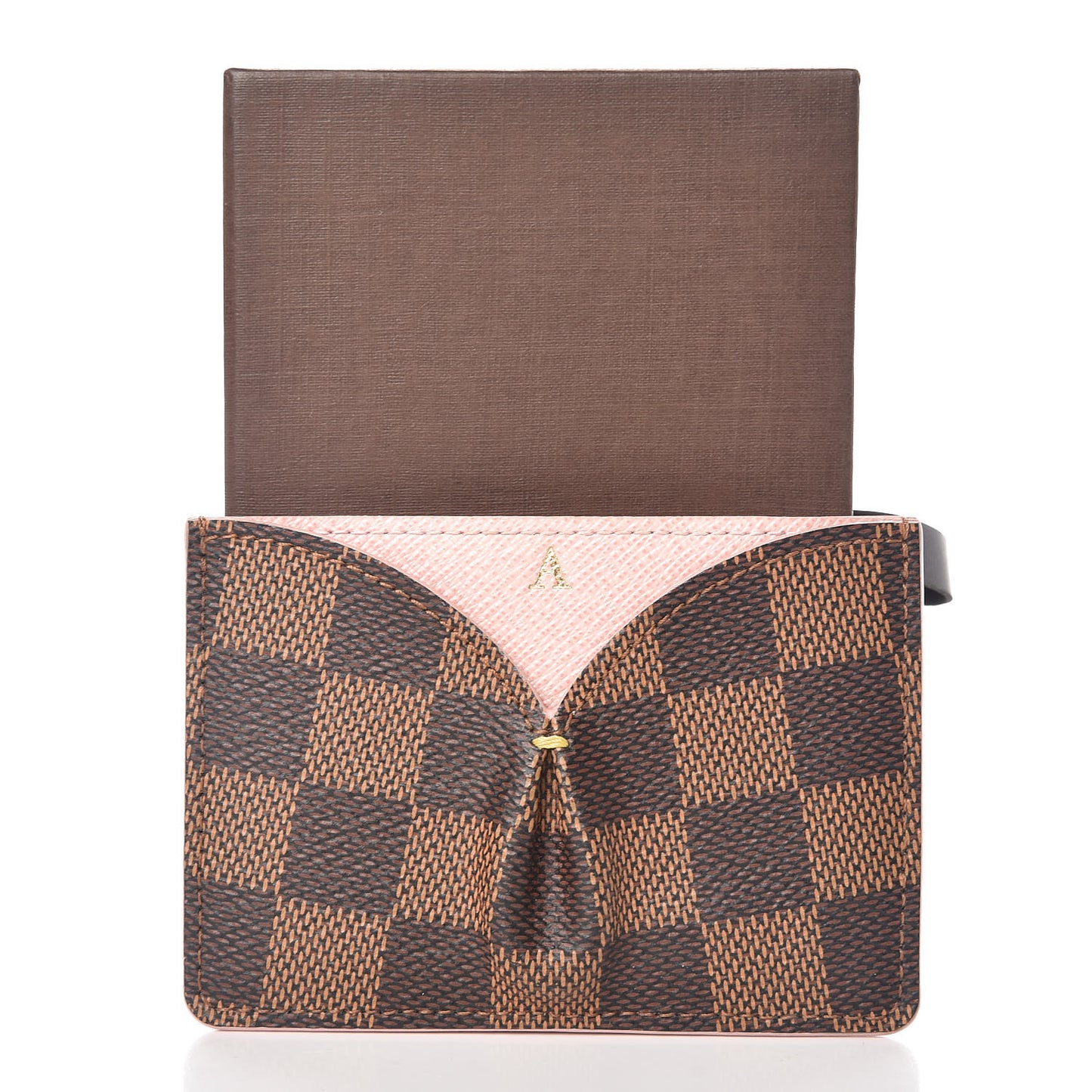 Damier Ebene Caissa Card Holder Rose Ballerine