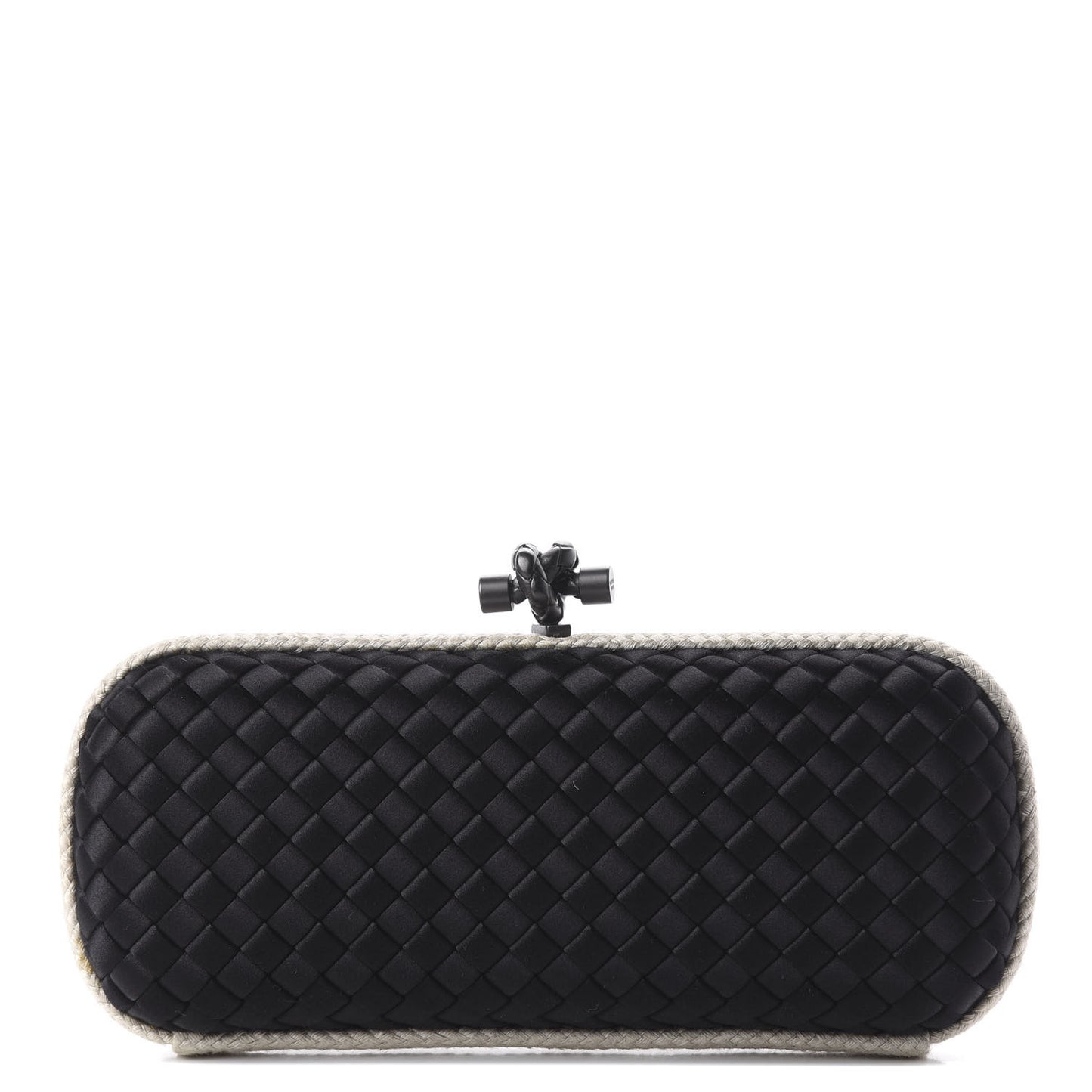 Satin Intreccio Impero Stretch Knot Clutch Black Natural