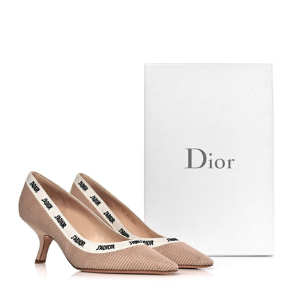 Christian Dior Technical Canvas Ribbon Embroidered J'Adior 65mm Pumps 39.5 Powder Nude 10 of 10