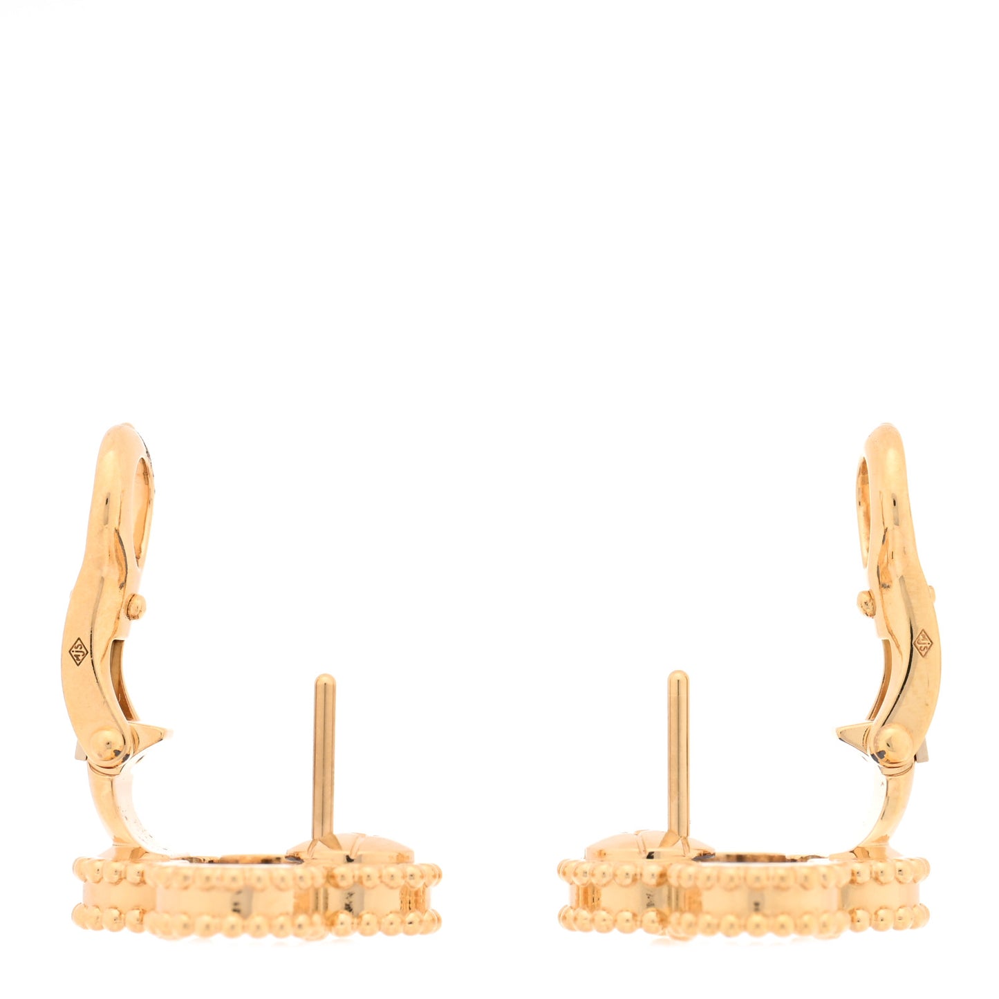 18K Yellow Gold Blue Agate Vintage Alhambra Earrings