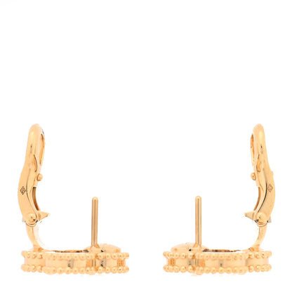 Van Cleef & Arpels 18K Yellow Gold Blue Agate Vintage Alhambra Earrings 3 of 5