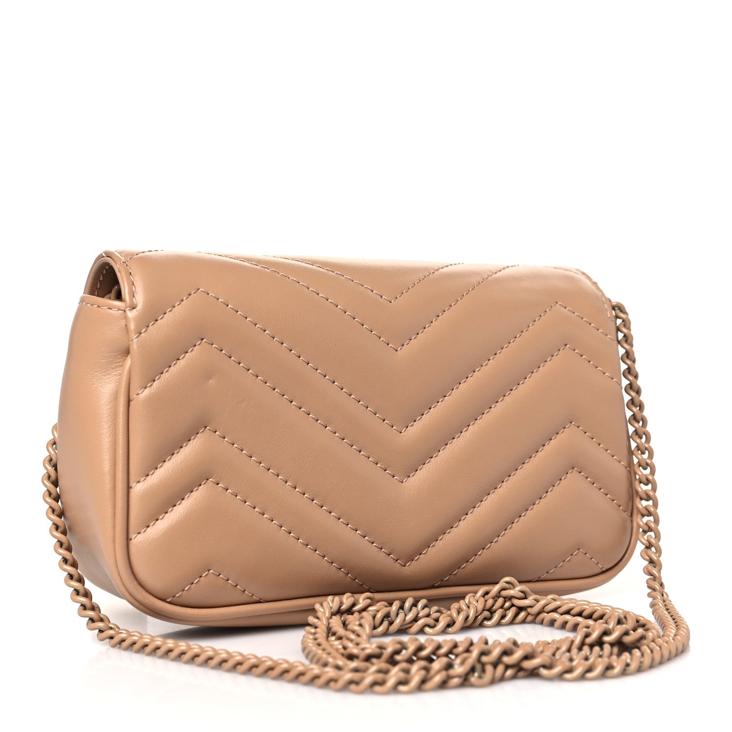 Gucci Calfskin Matelasse Monochrome Super Mini GG Marmont Shoulder Bag Camelia 3 of 10