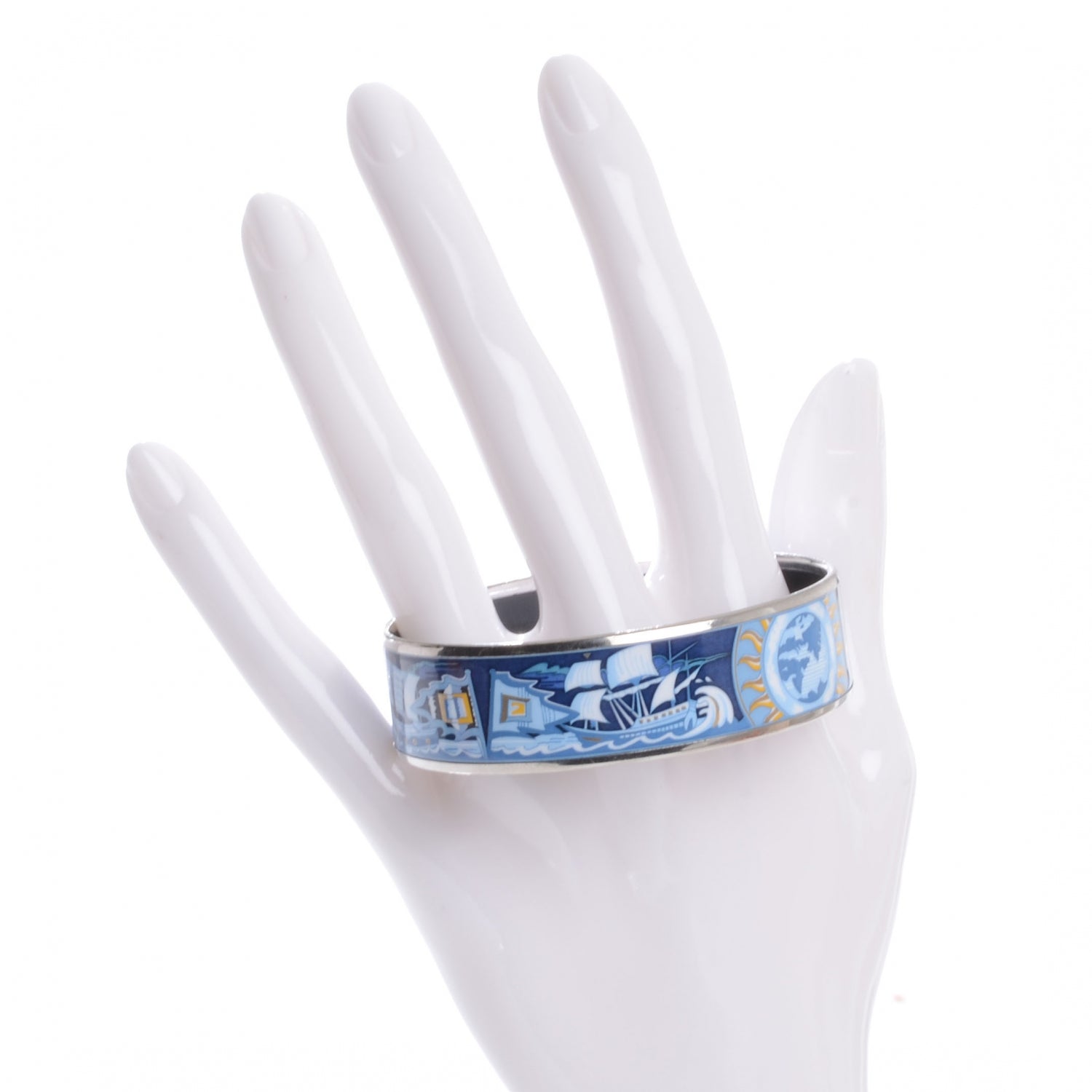Hermes Enamel Printed Wide Sailing Ships Bracelet 65 2 of 5