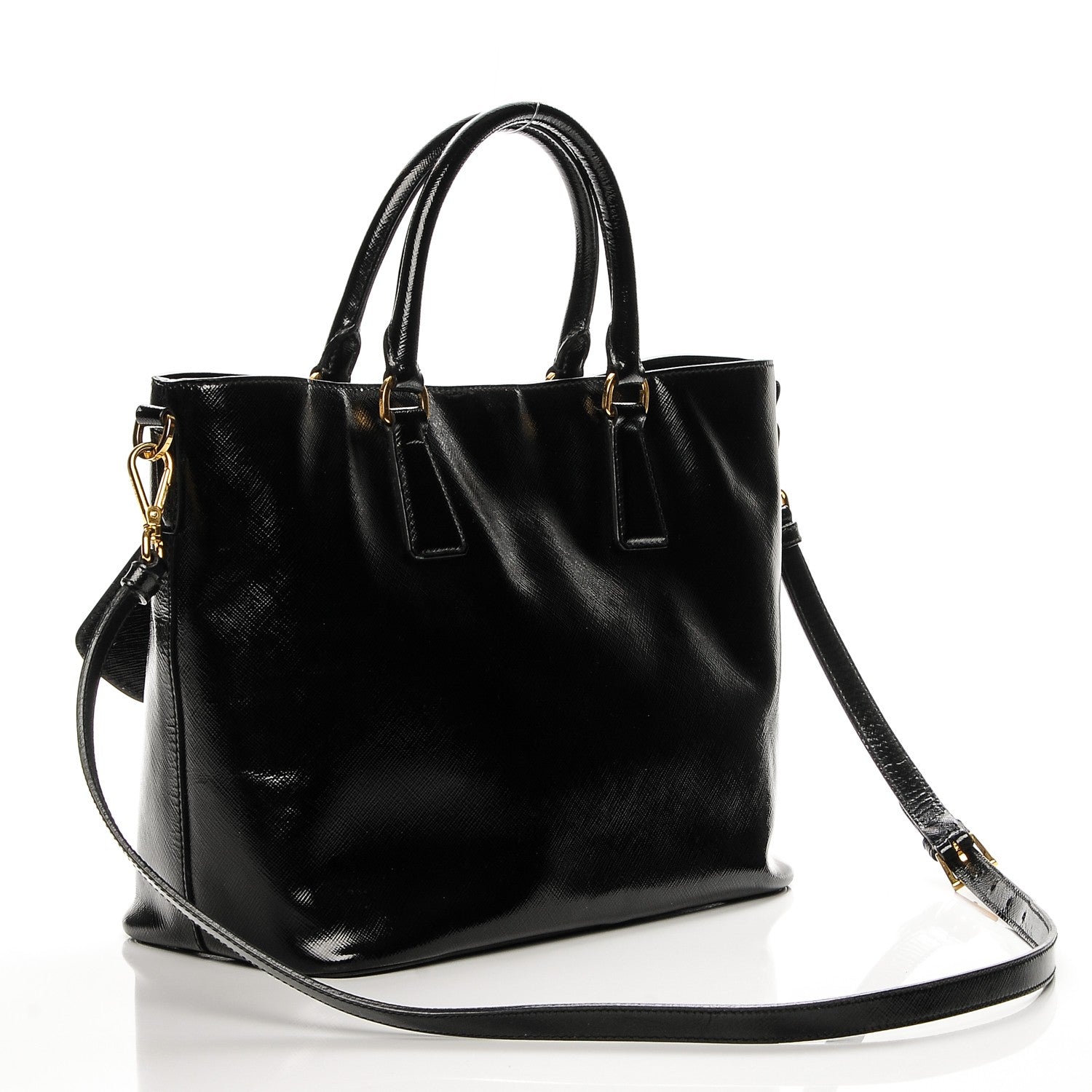 Prada Saffiano Vernice Tote Black 3 of 8