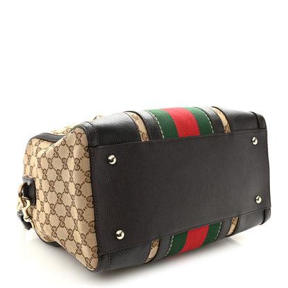 Gucci Monogram Vintage Web Medium Webby Bee Boston Dark Brown 4 of 11