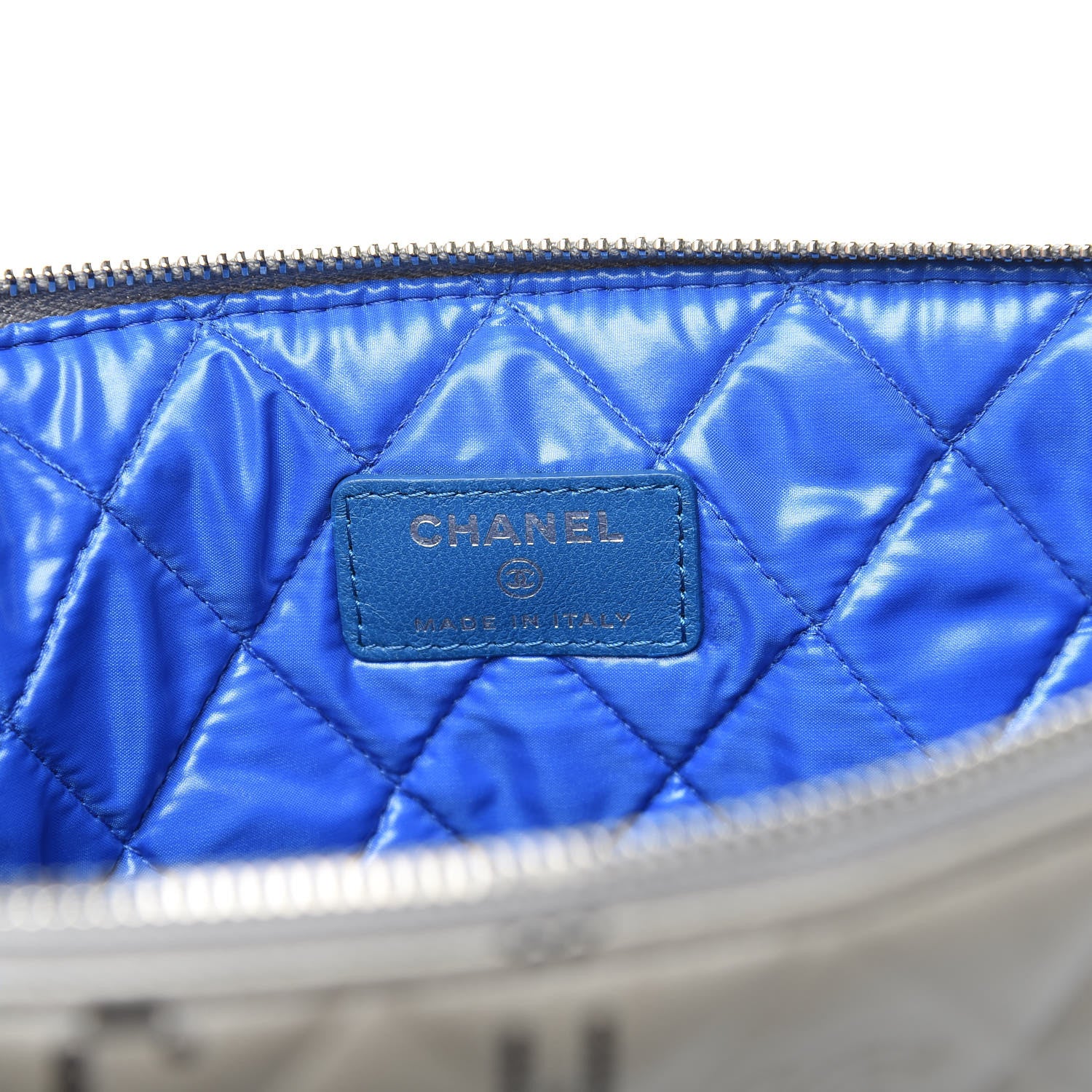 Chanel Metallic Lambskin Quilted Large Data Center Cosmetic Case Silver 8 of 10