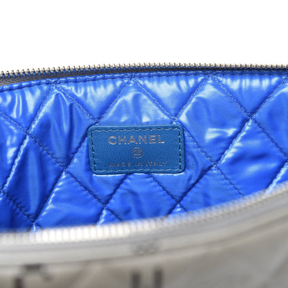 Chanel Metallic Lambskin Quilted Large Data Center Cosmetic Case Silver 8 of 10