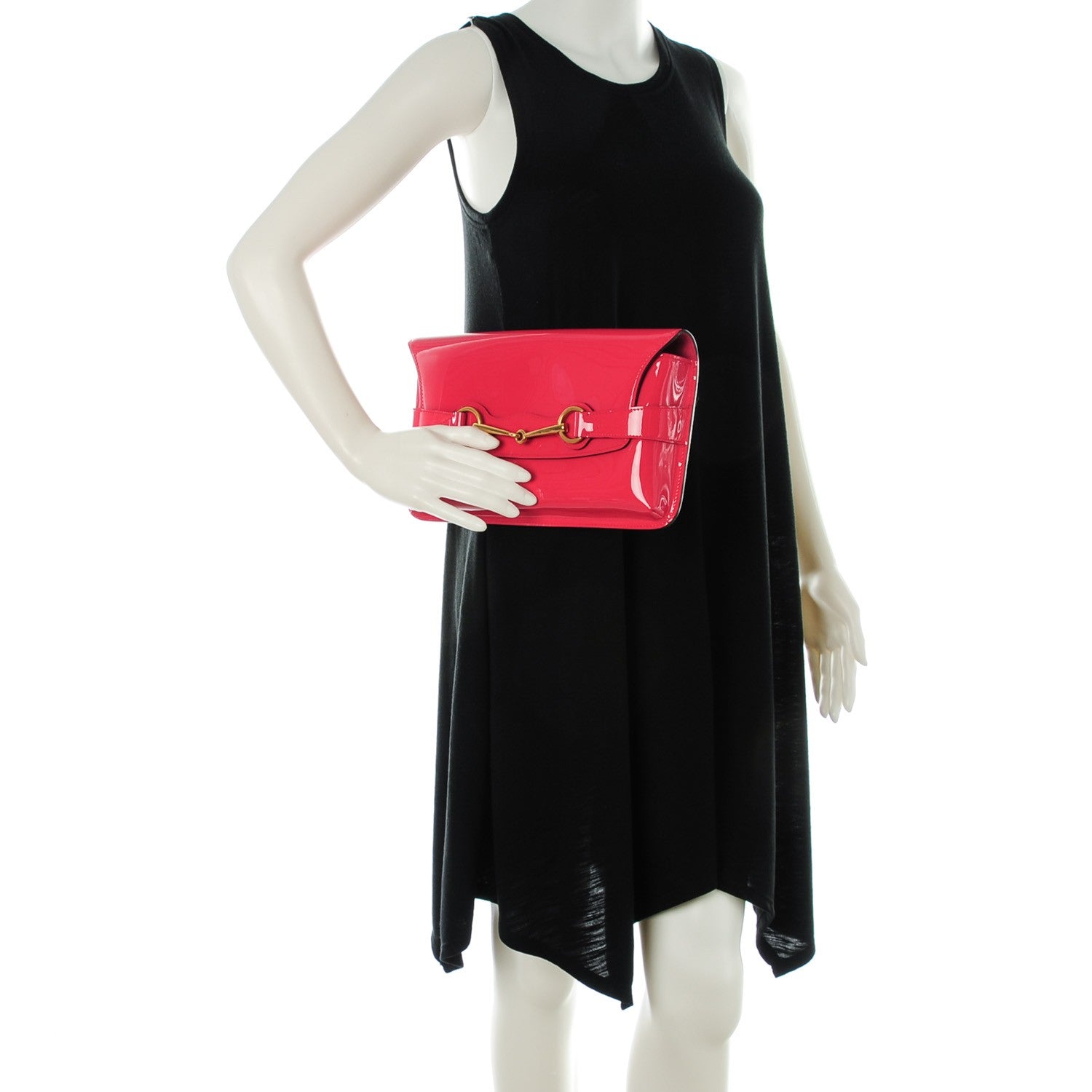 Gucci Patent Large Bright Bit Clutch Shocking Pink 2 of 7