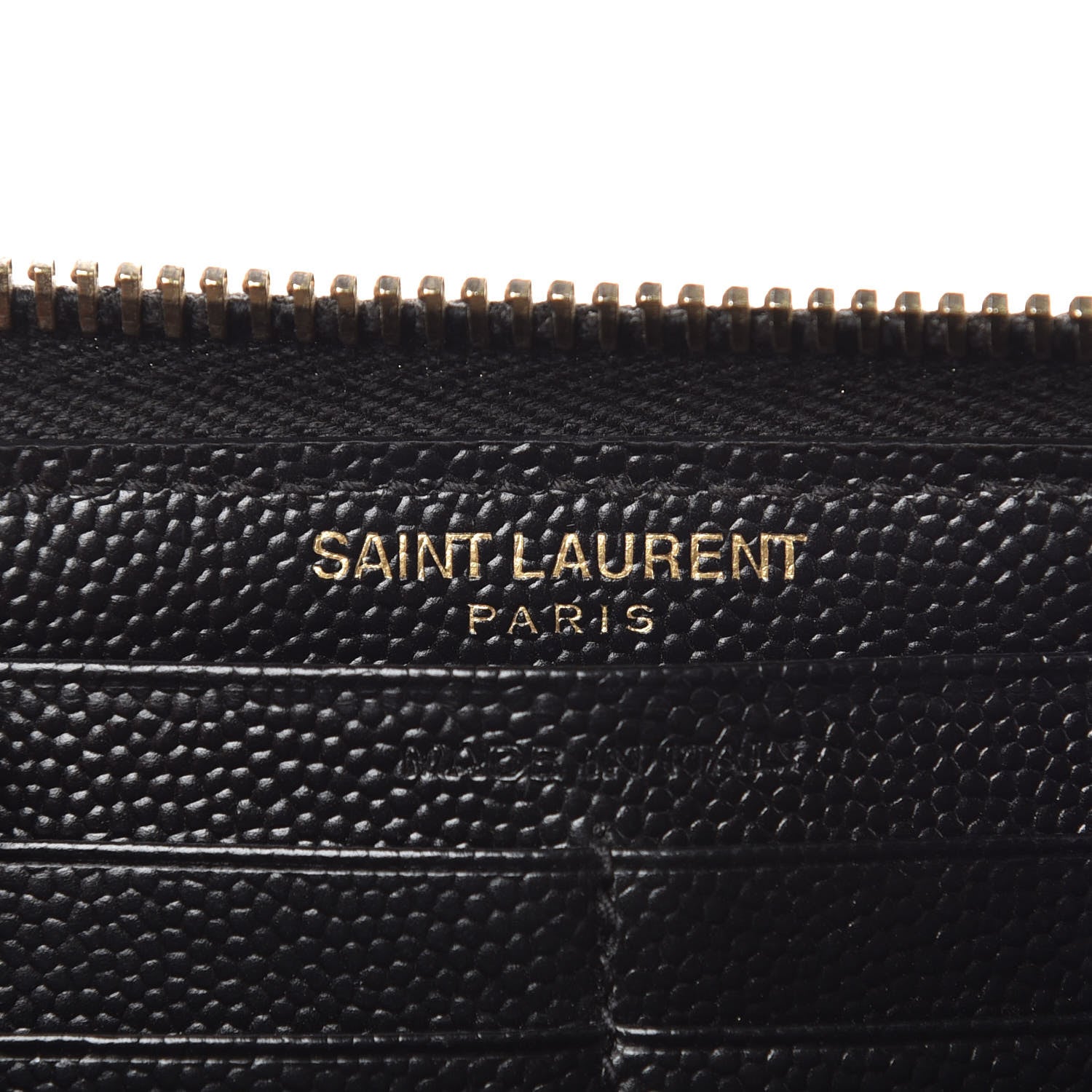 Saint Laurent Grain De Poudre Matelasse Chevron Monogram Zip Around Wallet Black 6 of 8