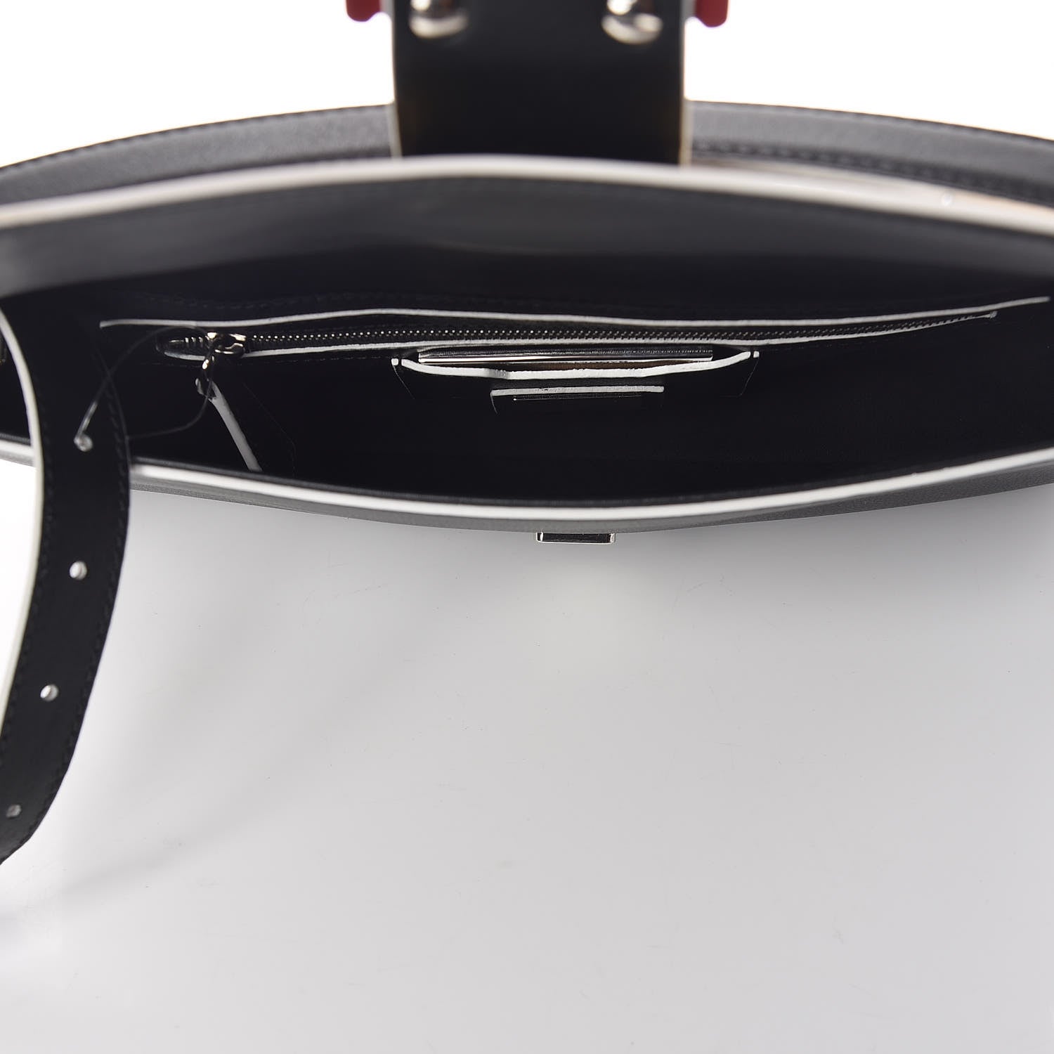 Fendi Vitello Dolce Elite Monster Eyes Bi-Color Baguette Black Yellow 7 of 13