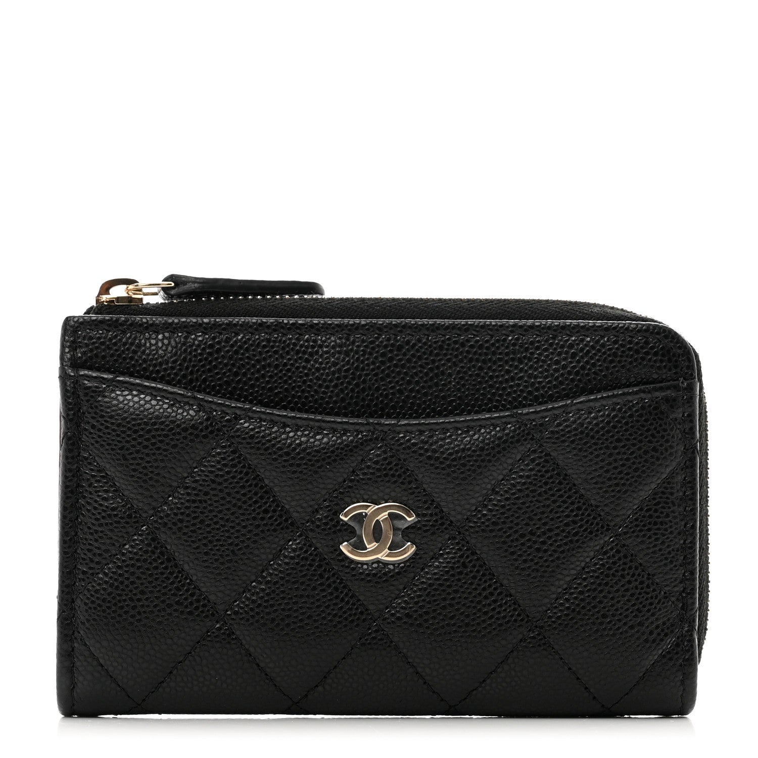 Chanel Caviar Quilted CC Zip Around Card Holder Black 1 of 9