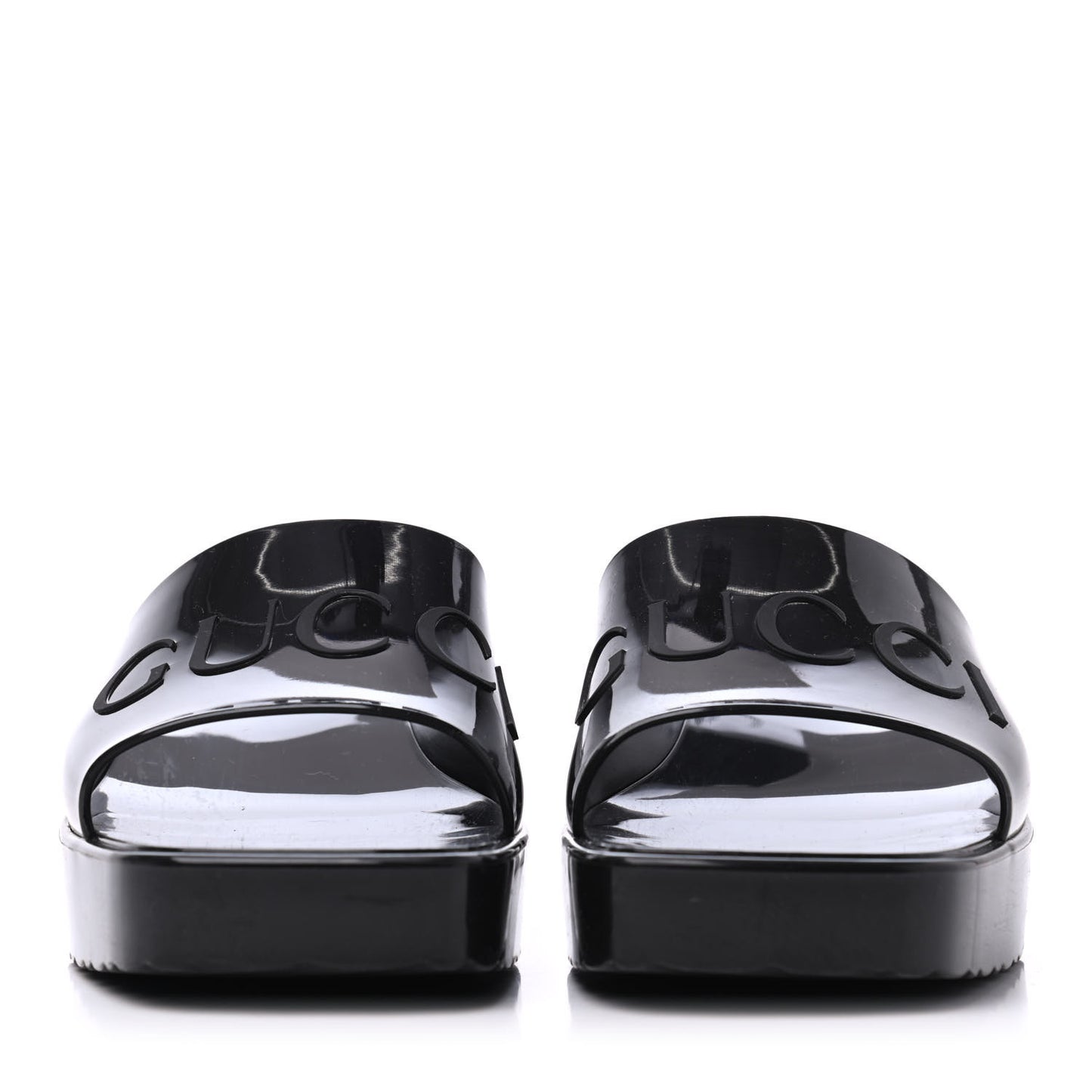 Rubber Gucci Logo Womens Platform 20/60mm Slide Sandals 40 Black