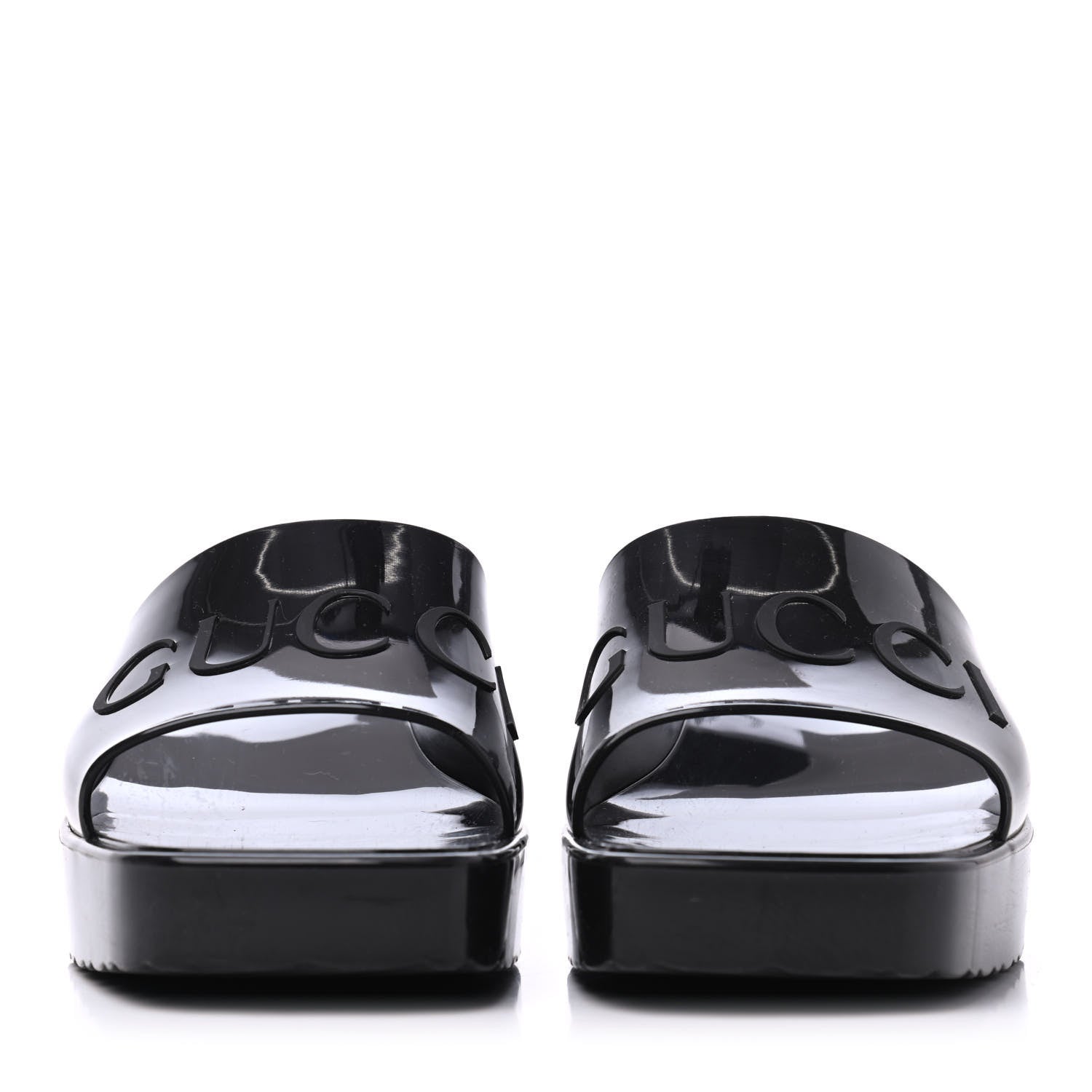 Gucci Rubber Gucci Logo Womens Platform 20/60mm Slide Sandals 40 Black 2 of 14
