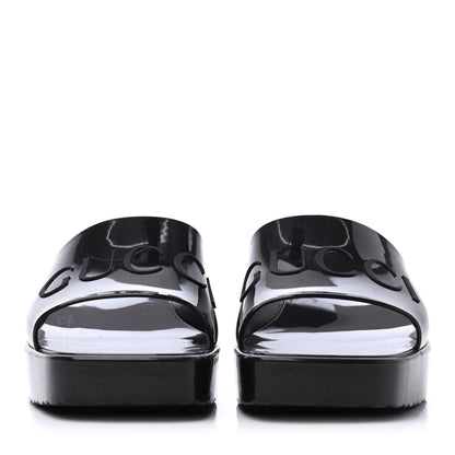 Gucci Rubber Gucci Logo Womens Platform 20/60mm Slide Sandals 40 Black 2 of 14