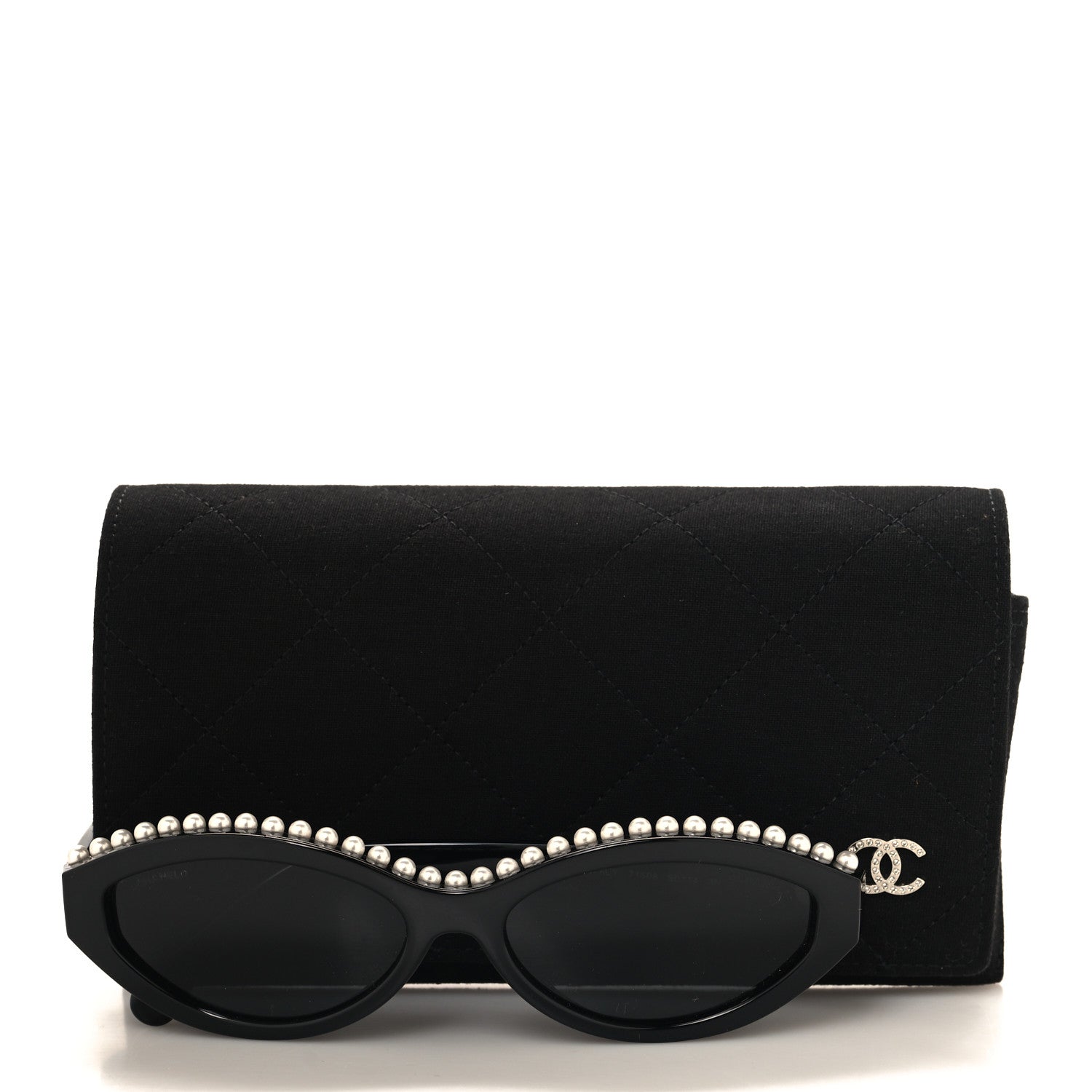 Chanel Acetate Pearl Oval Sunglasses 71508 Black 7 of 7