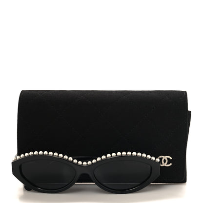 Chanel Acetate Pearl Oval Sunglasses 71508 Black 7 of 7