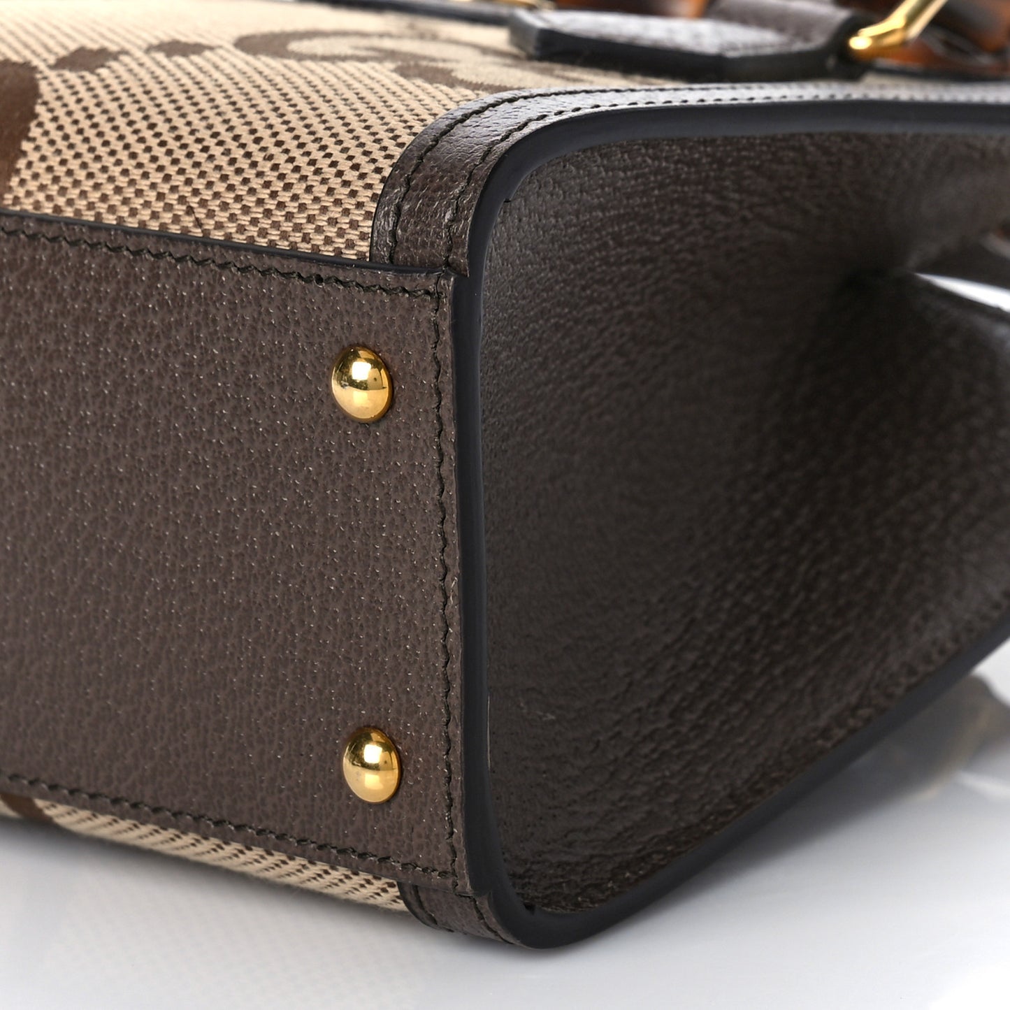 Monogram Jumbo GG Textured Dollar Calfskin Mini Diana Tote Bag Camel Ebony New Acero