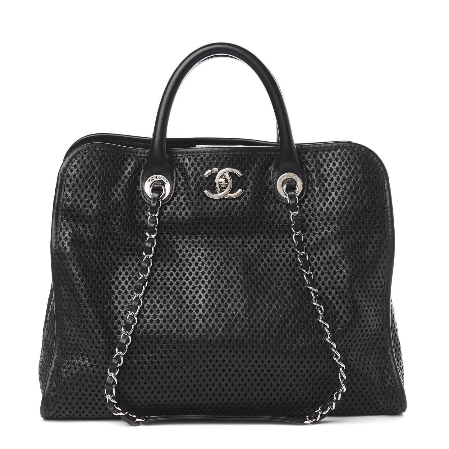 Calfskin Perforated Up In The Air Tote Black