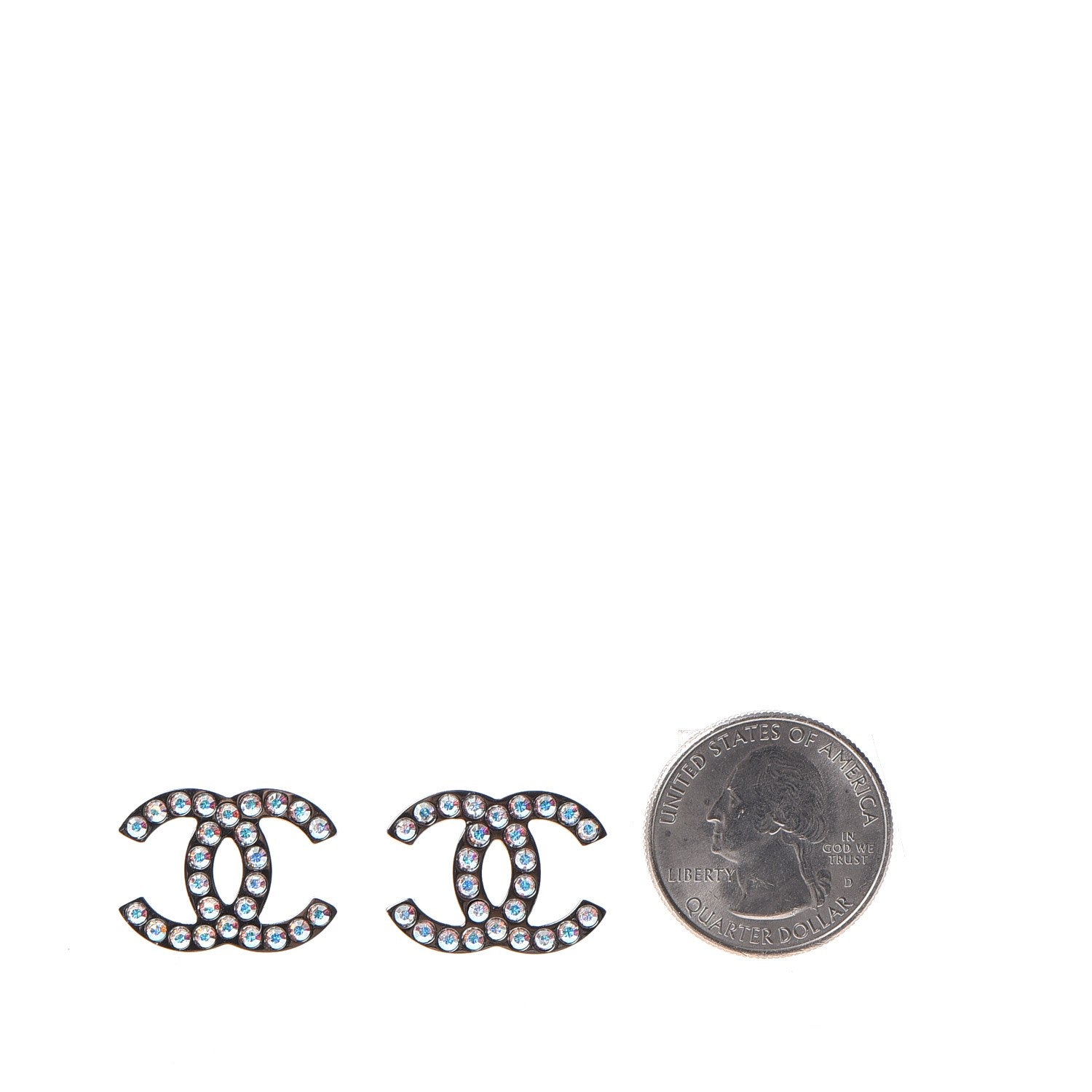 Chanel Iridescent Crystal CC Earrings Multicolor 2 of 5