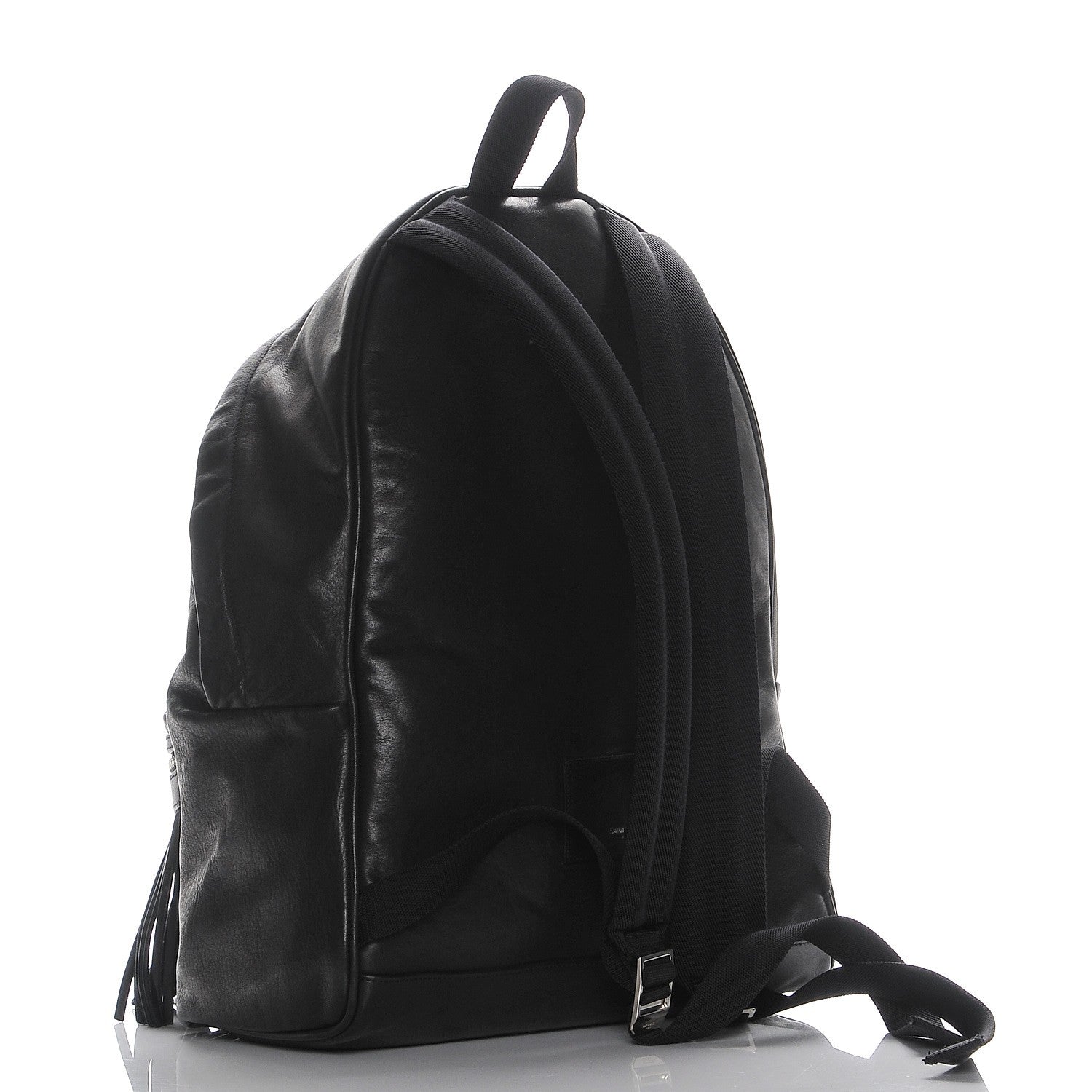 Saint Laurent Lambskin Delave Fringe Backpack Black 4 of 8