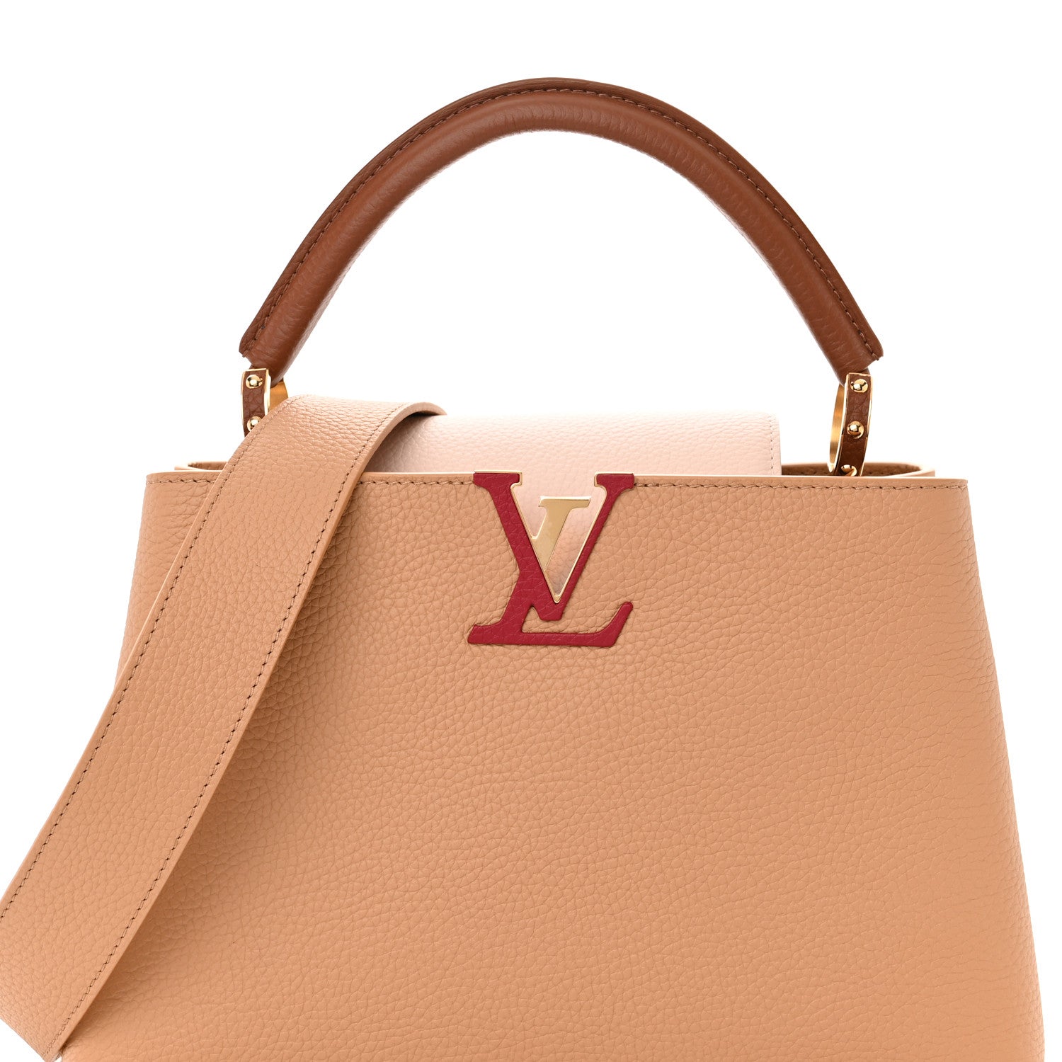 Louis Vuitton Taurillon Capucines MM Arizona Beige Wood Brown 7 of 10