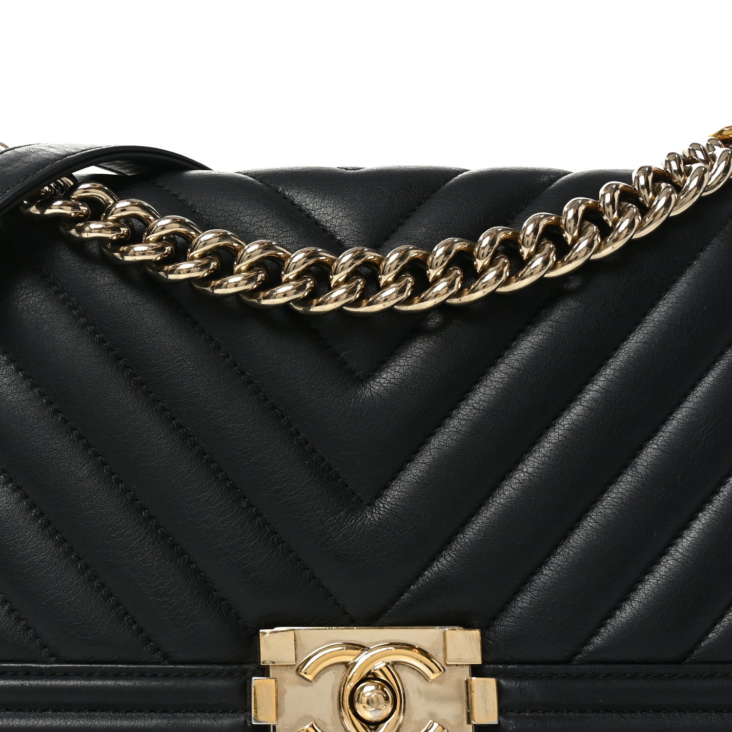 Chanel Lambskin Chevron Quilted Medium Boy Flap Black 8 of 10