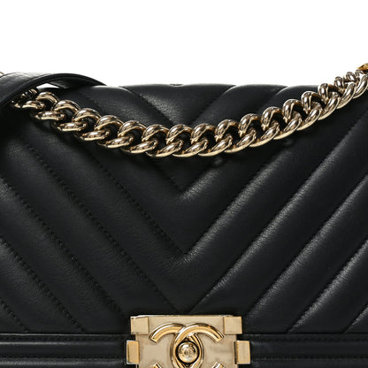 Chanel Lambskin Chevron Quilted Medium Boy Flap Black 8 of 10