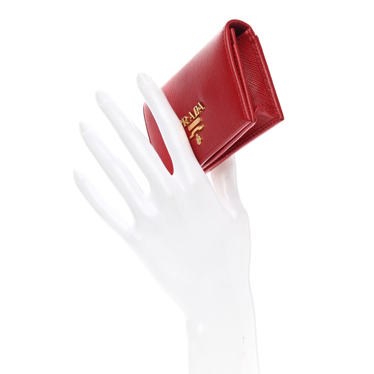 Saffiano Metal Bi-Fold Card Holder Wallet Fuoco