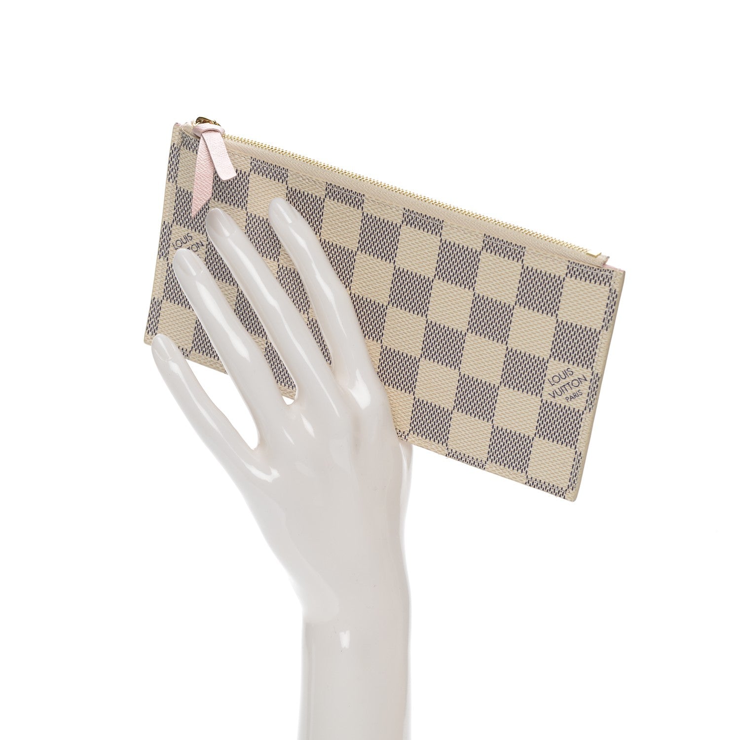Louis Vuitton Damier Azur Felicie Chain Wallet Zippered Insert Rose Ballerine 2 of 6